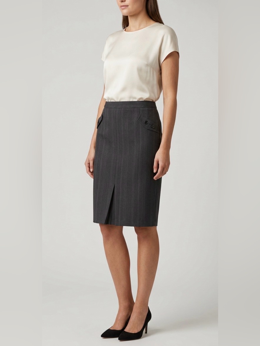 Agb Charcoal Gray Pencil Pocketed Business Skirt